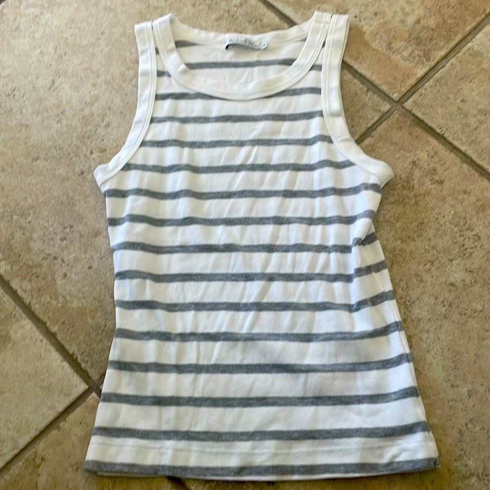 Michael Stars striped white and grey tank top